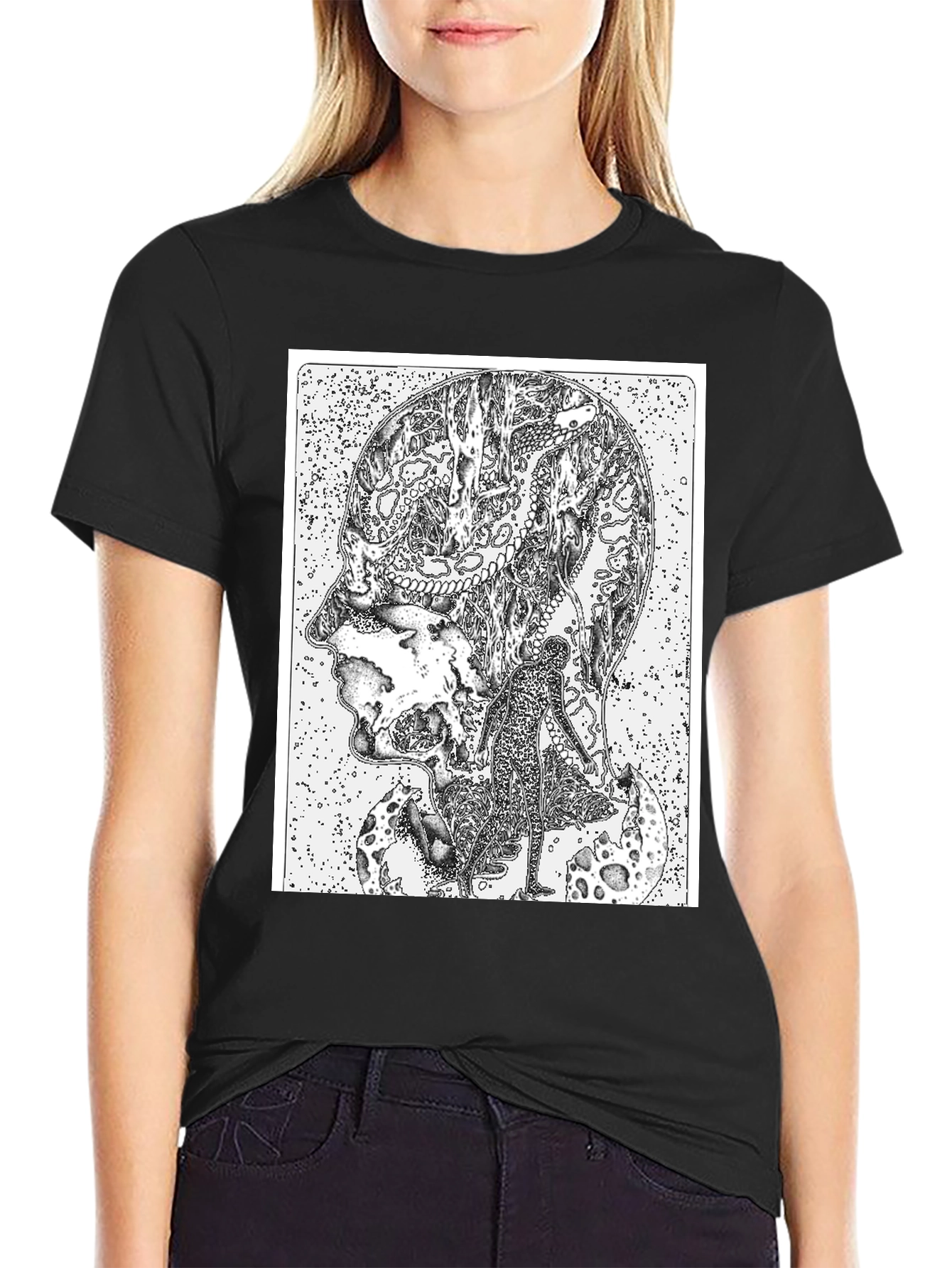 Abstract Head Black T-Shirt - Unique Graphic Tee
