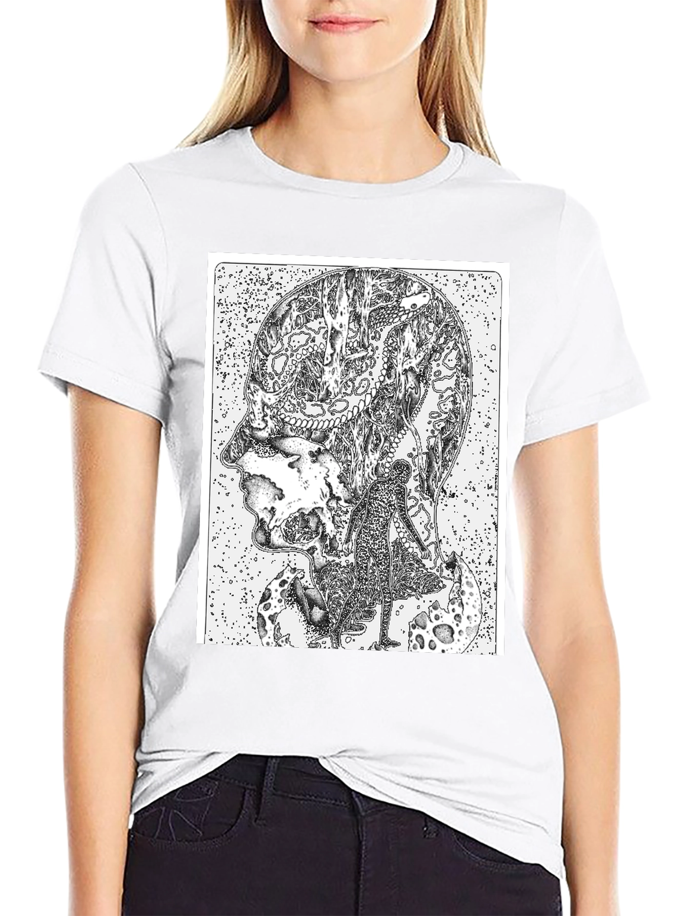 Abstract Head Black T-Shirt - Unique Graphic Tee