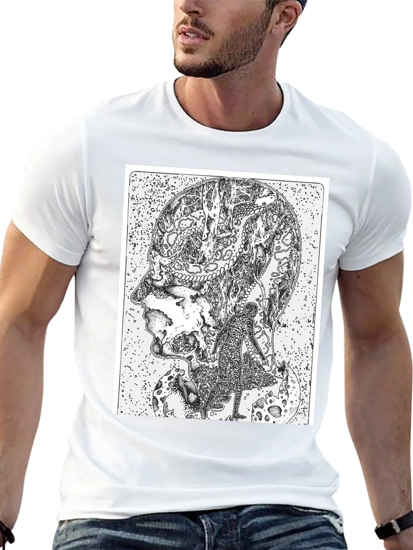 Abstract Head Black T-Shirt - Unique Graphic Tee