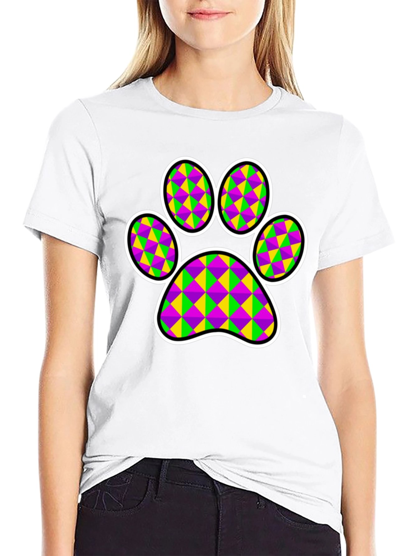 Mardi Gras Dog Paw Print T-Shirt