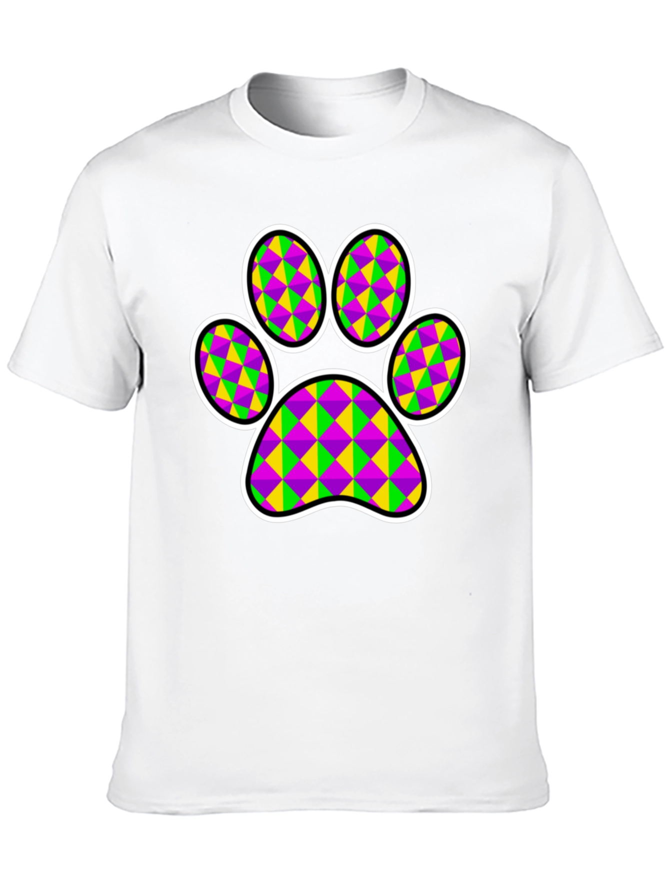 Mardi Gras Dog Paw Print T-Shirt