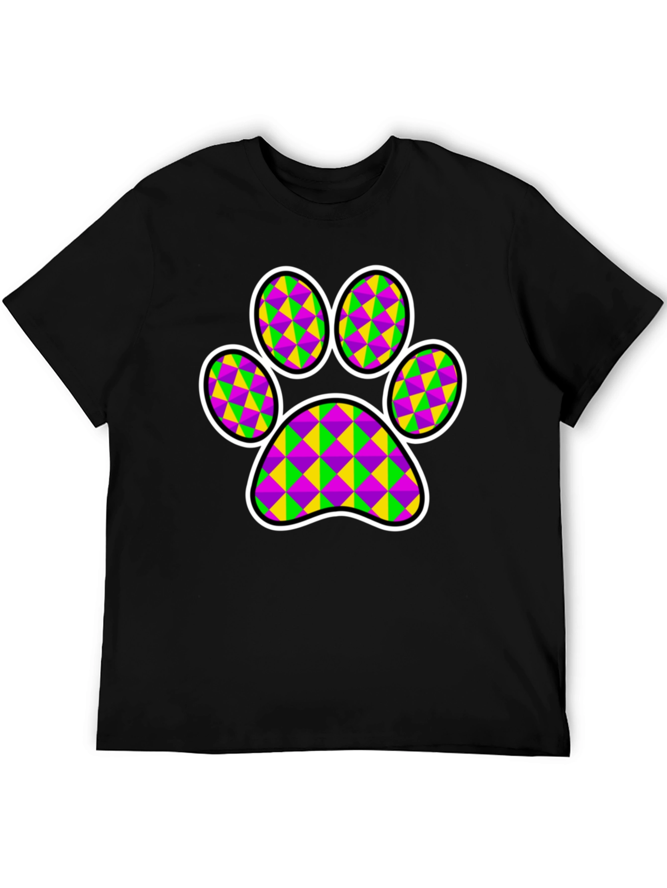Mardi Gras Dog Paw Print T-Shirt