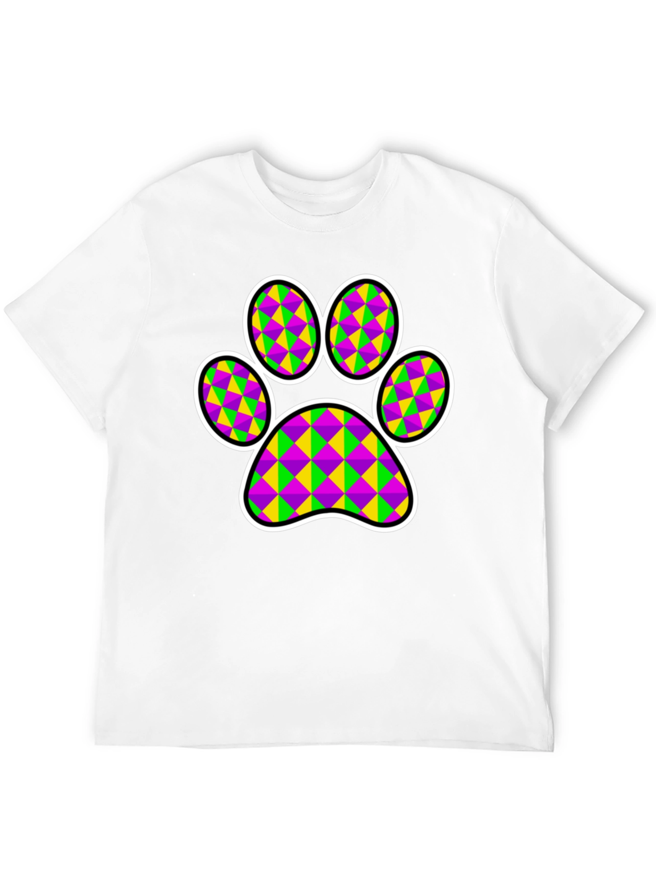 Mardi Gras Dog Paw Print T-Shirt