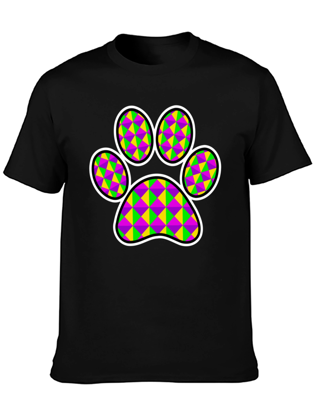 Mardi Gras Dog Paw Print T-Shirt