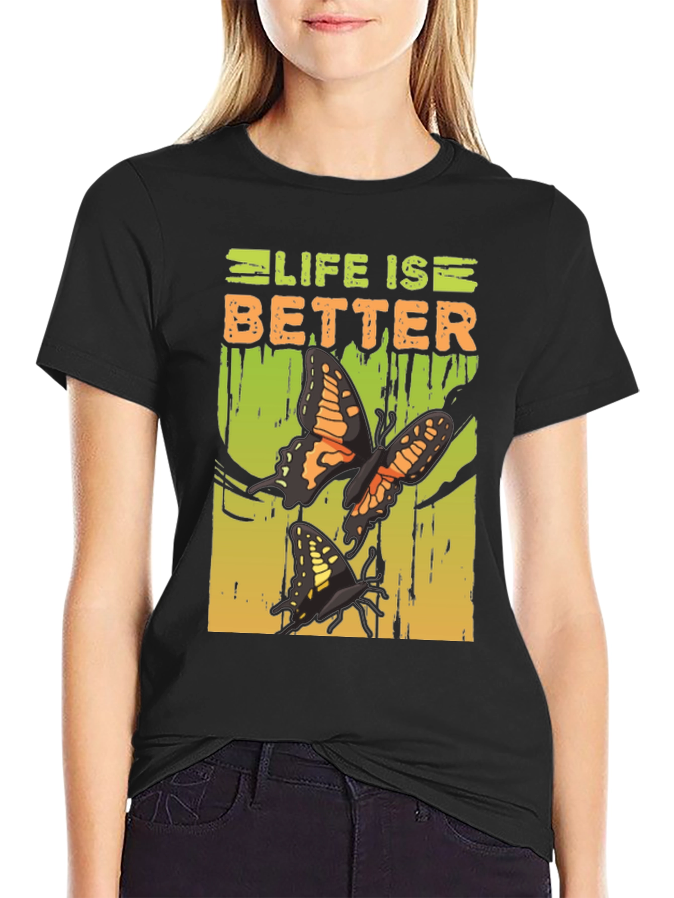 Life is Better Butterfly Graphic T-Shirt