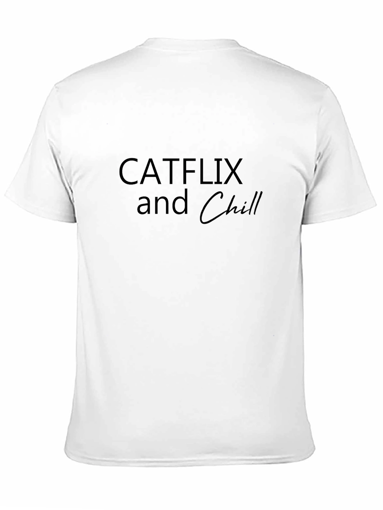 Catflix and Chill Black Graphic T-Shirt