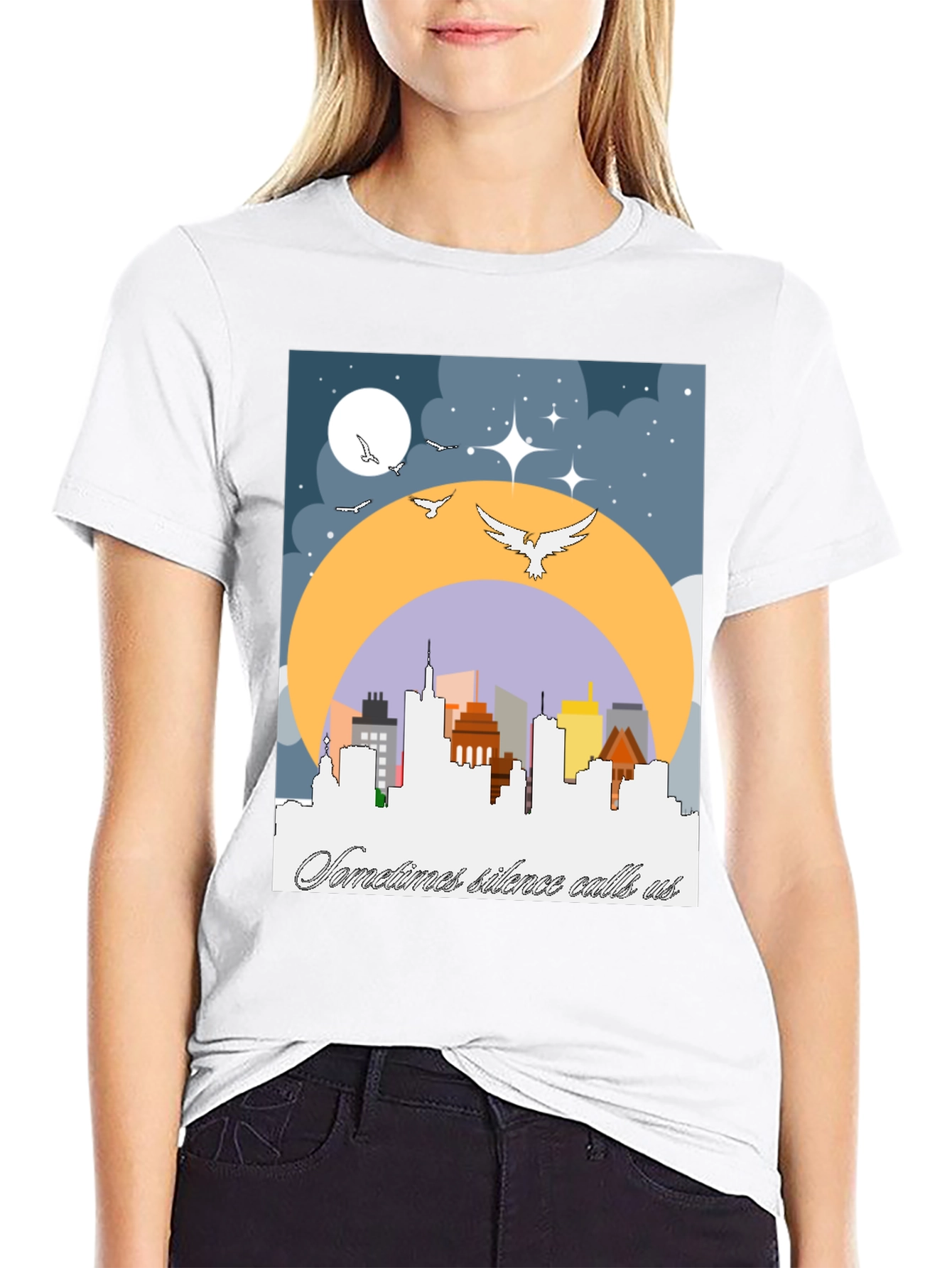 Cityscape Silhouette Tee - Sometimes Silence Calls Us