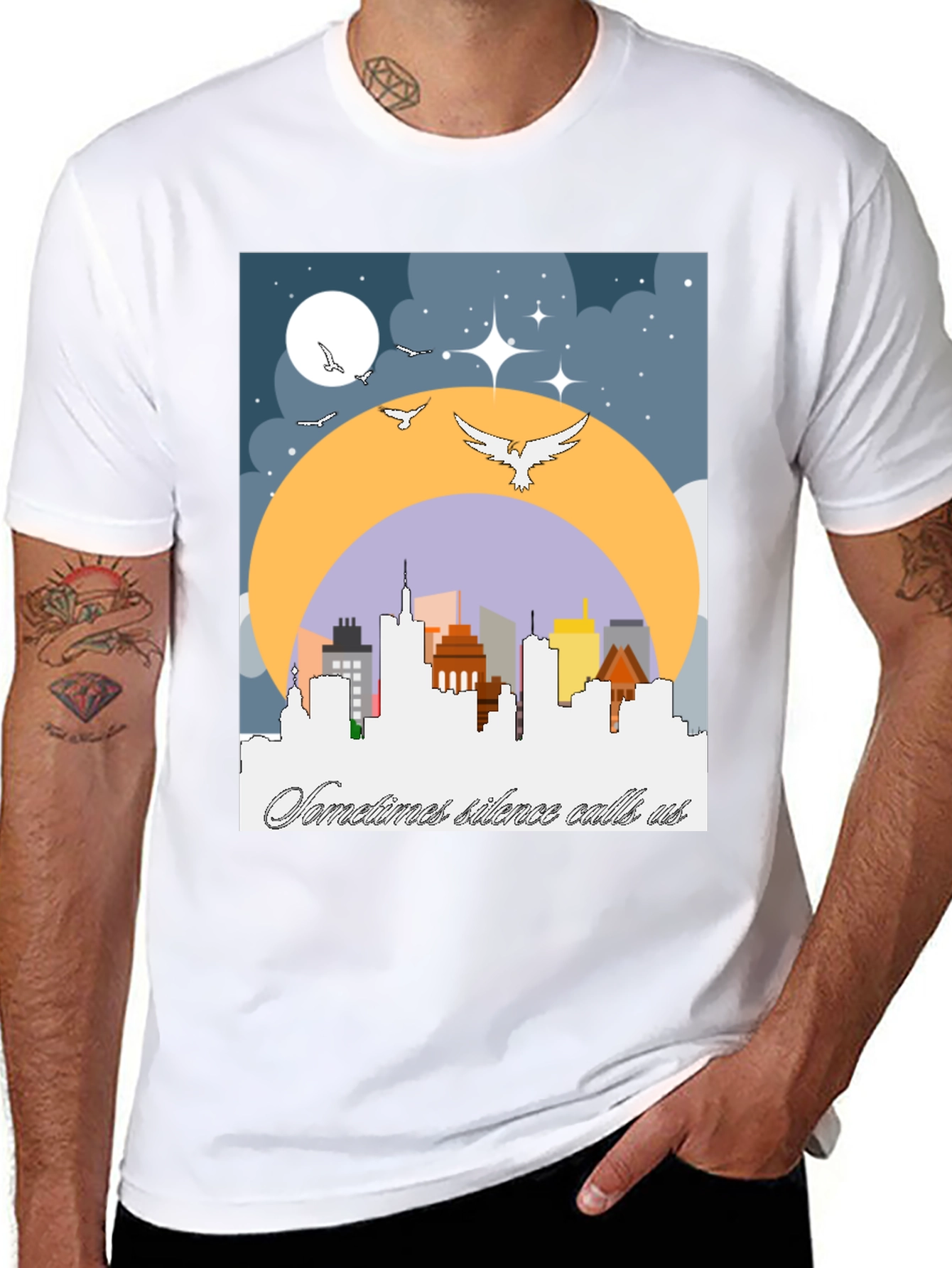 Cityscape Silhouette Tee - Sometimes Silence Calls Us