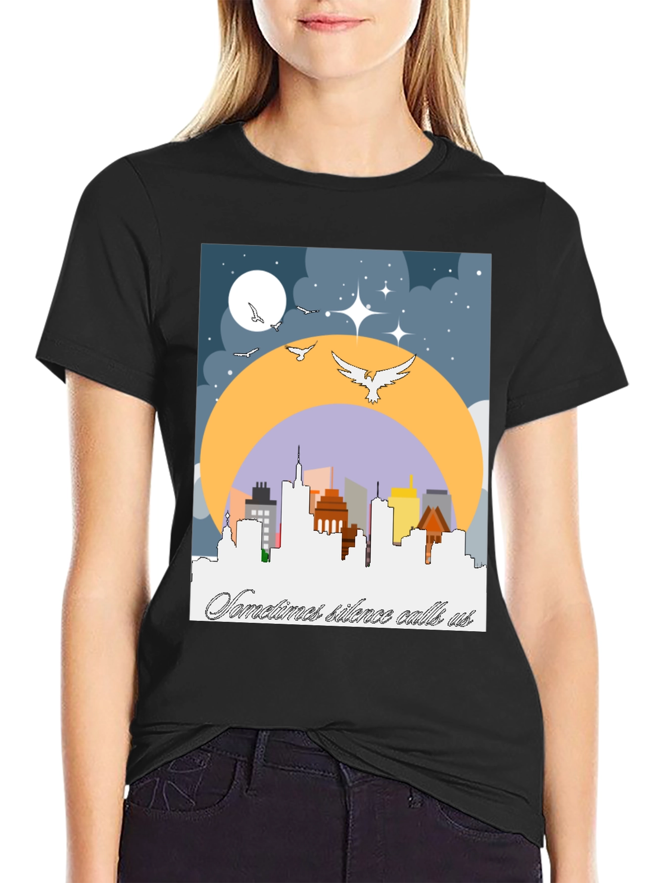Cityscape Silhouette Tee - Sometimes Silence Calls Us