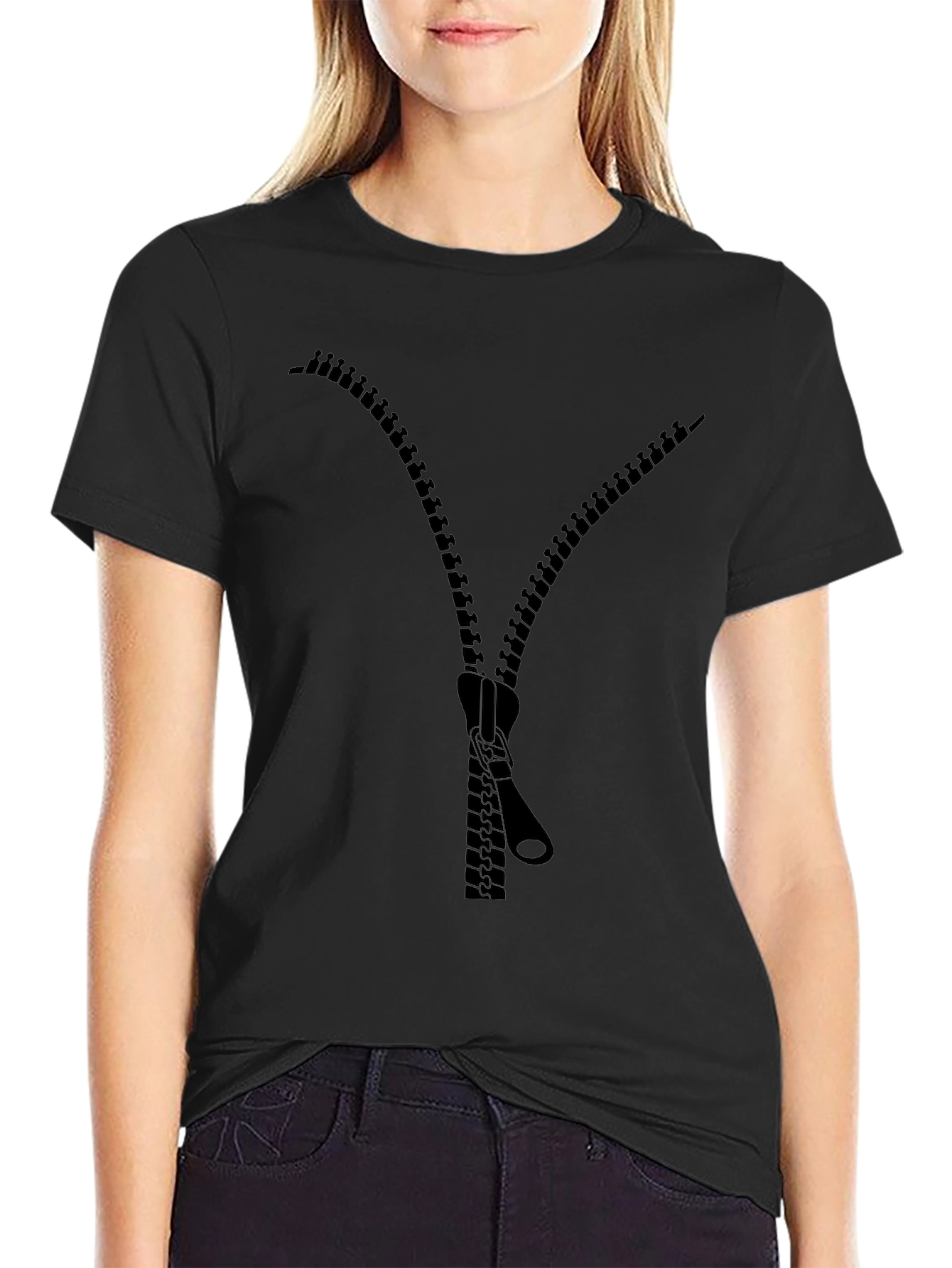 Novelty Zipper Graphic T-Shirt