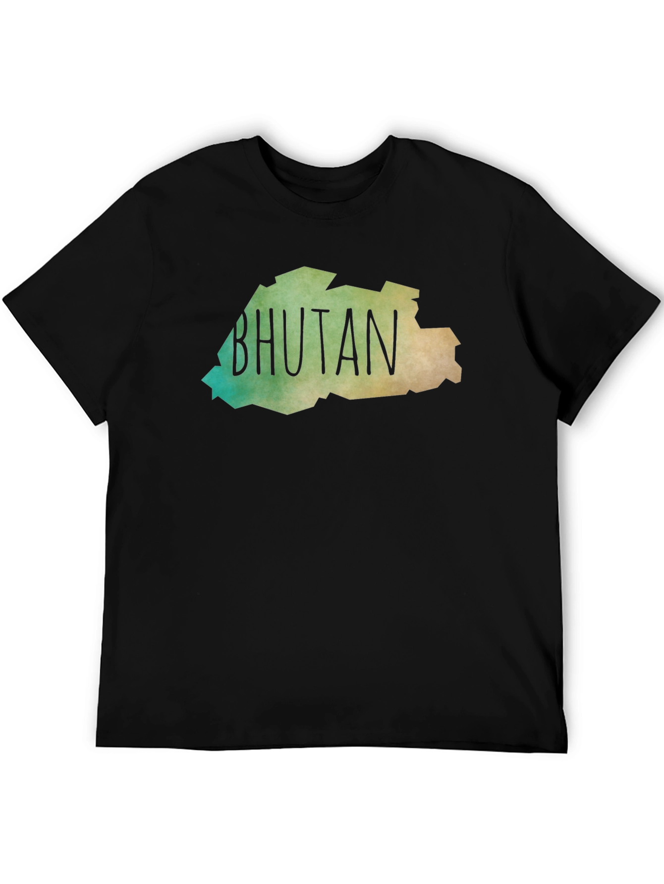 Bhutan Map T-Shirt - Black Crew Neck Tee