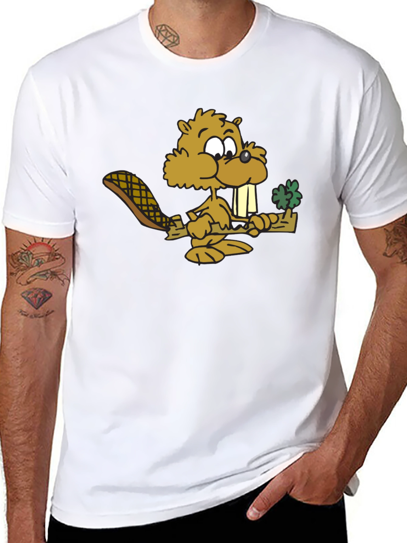 Funny Beaver Graphic Tee - Black Cotton T-Shirt