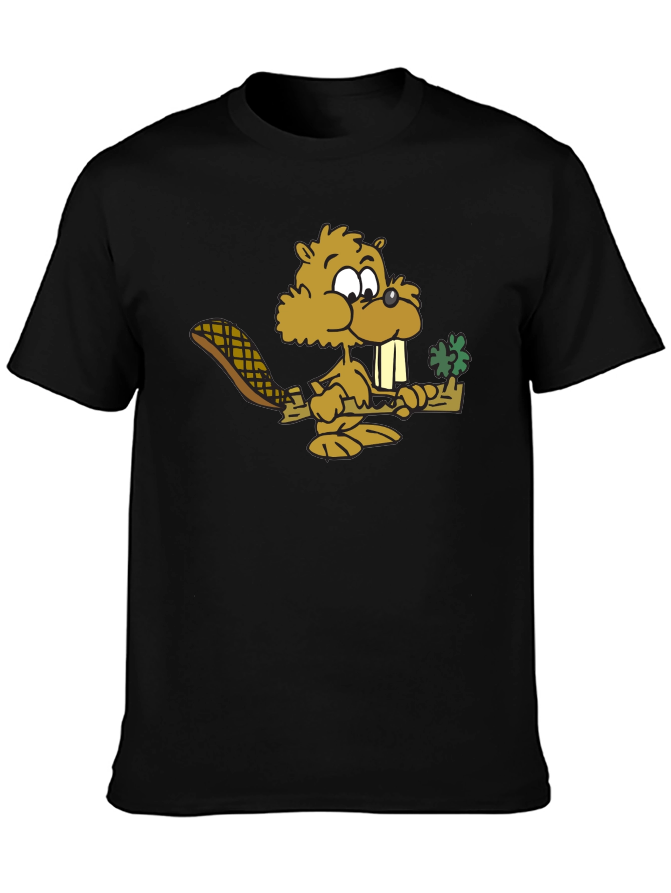 Funny Beaver Graphic Tee - Black Cotton T-Shirt