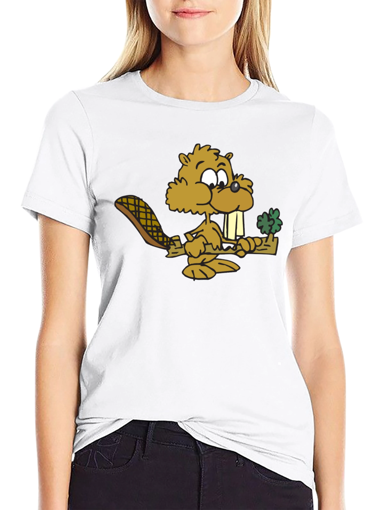 Funny Beaver Graphic Tee - Black Cotton T-Shirt