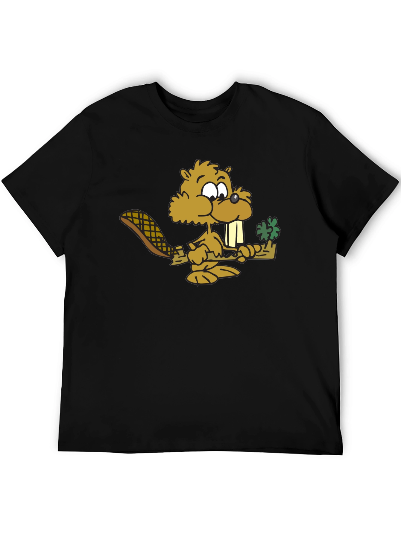 Funny Beaver Graphic Tee - Black Cotton T-Shirt