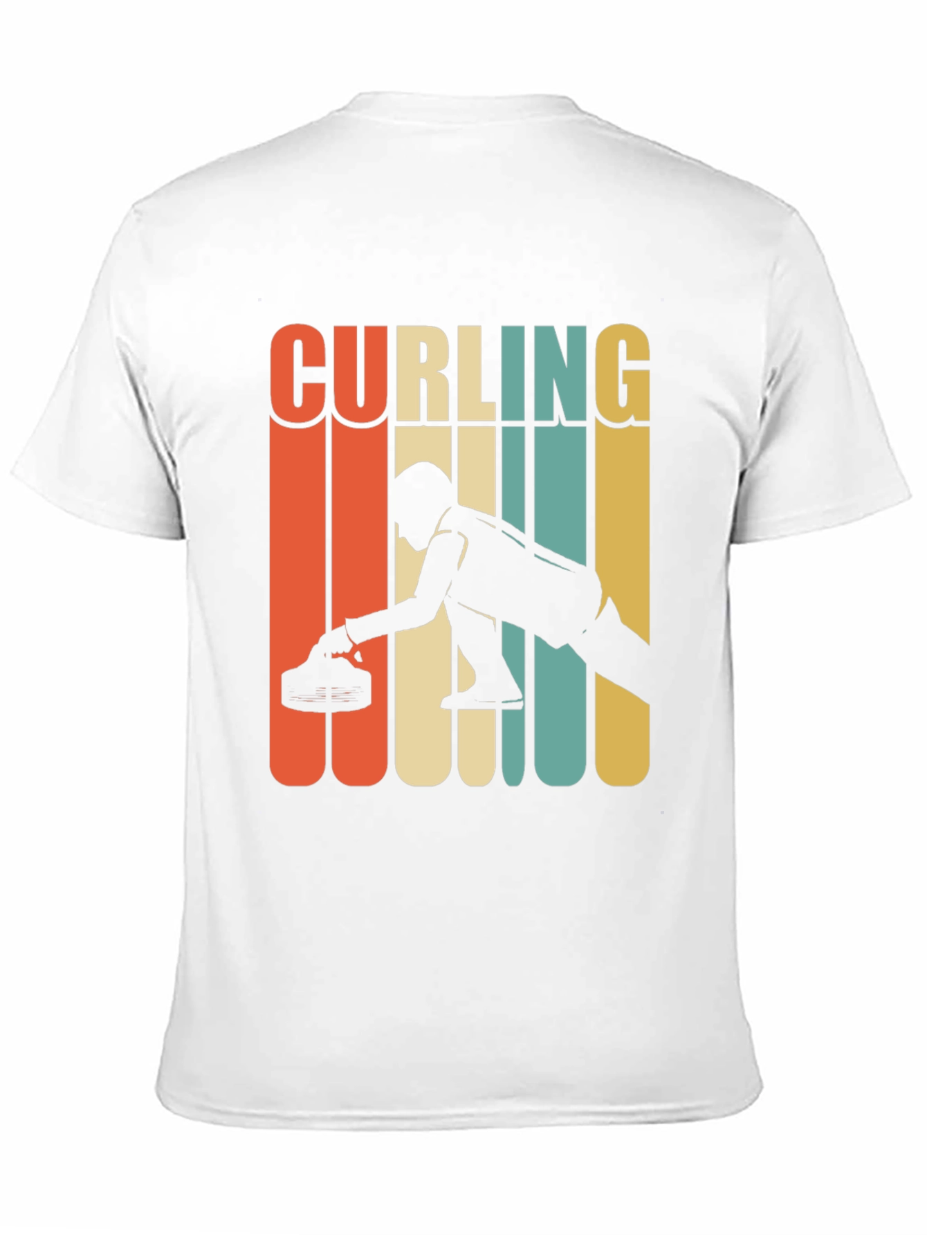 Curling Retro Style Graphic T-Shirt - Black