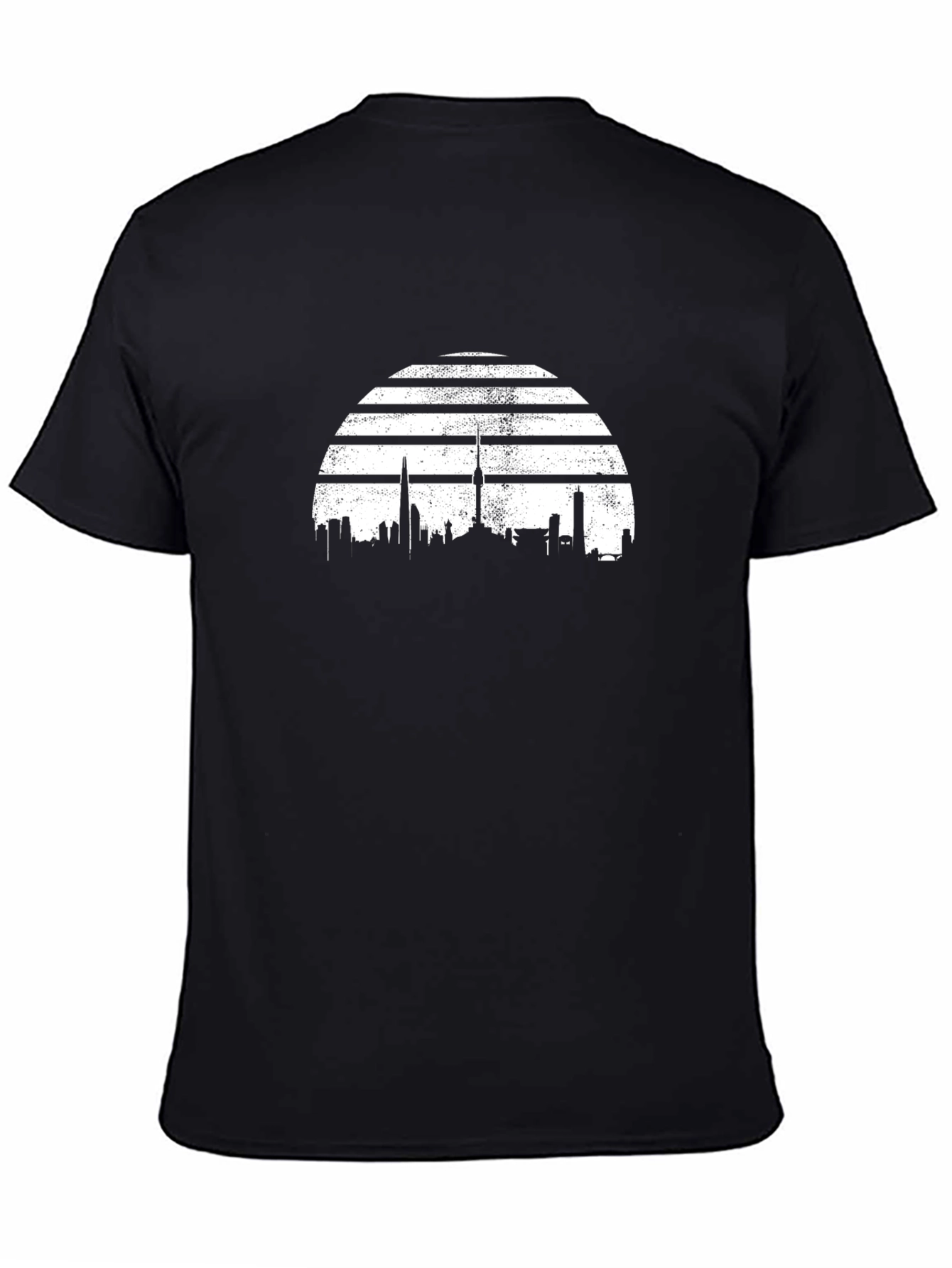 Cityscape Graphic Tee - Retro Style Black T-Shirt