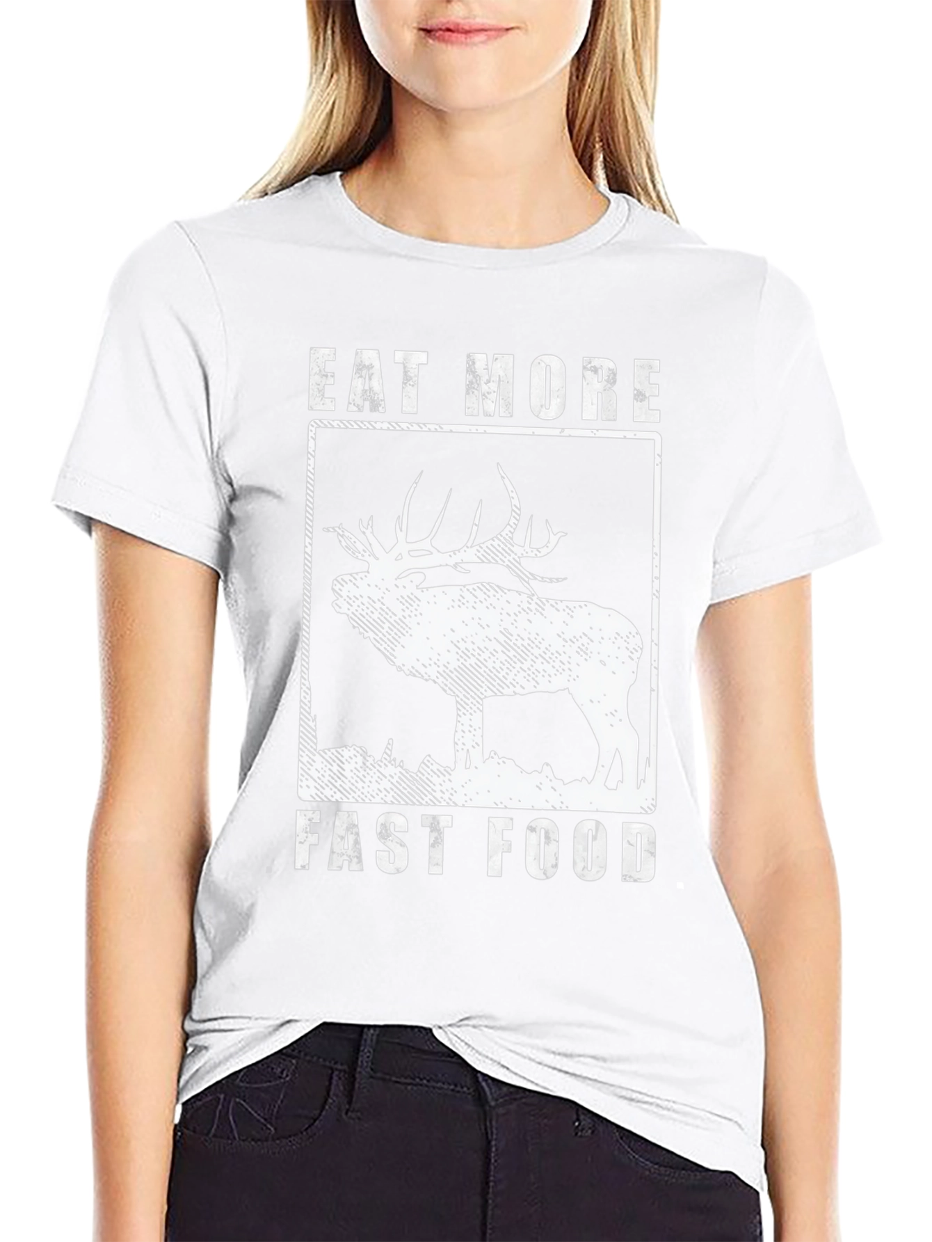 Eat More Fast Food Deer Graphic T-Shirt
