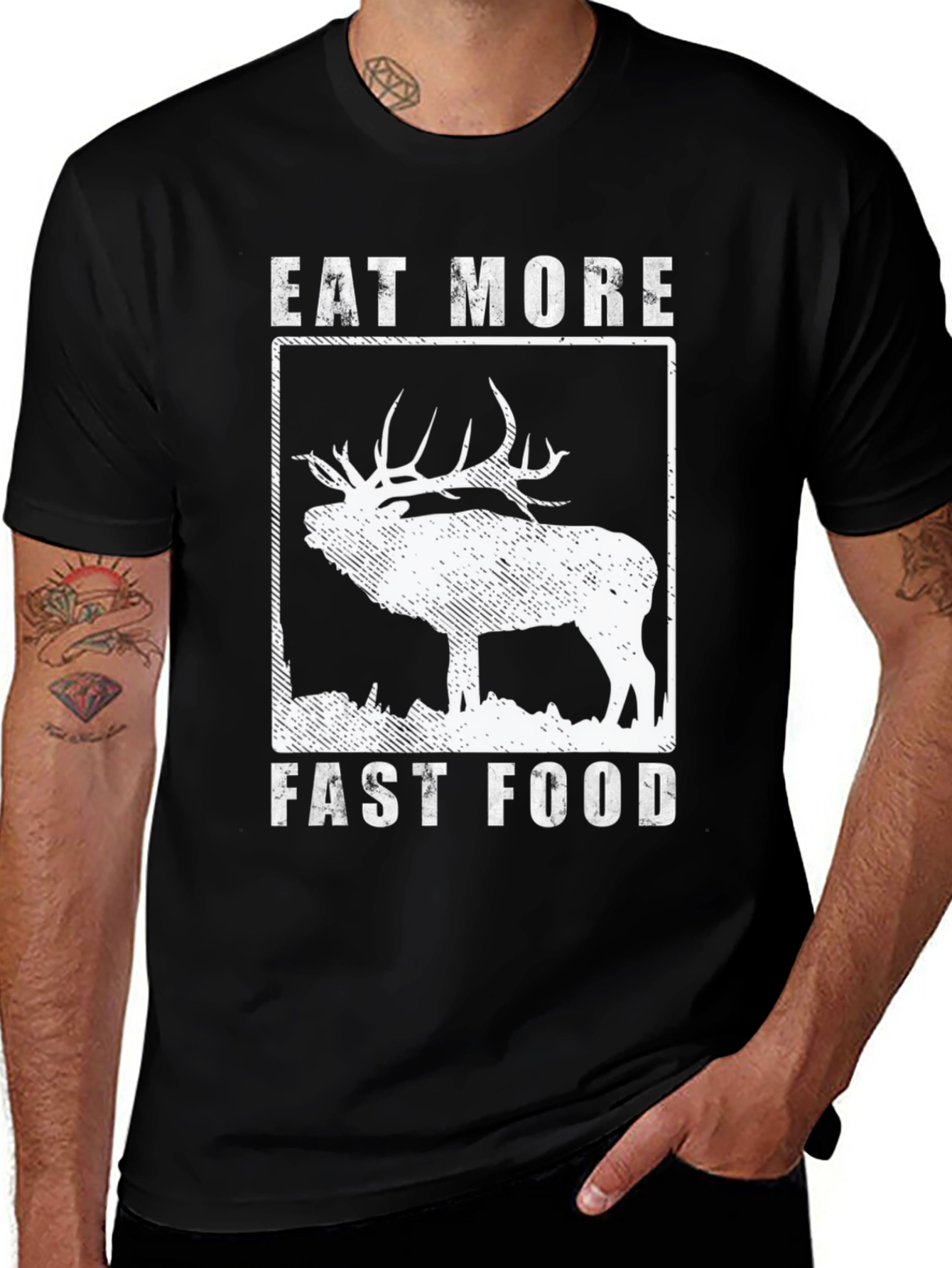 Eat More Fast Food Deer Graphic T-Shirt