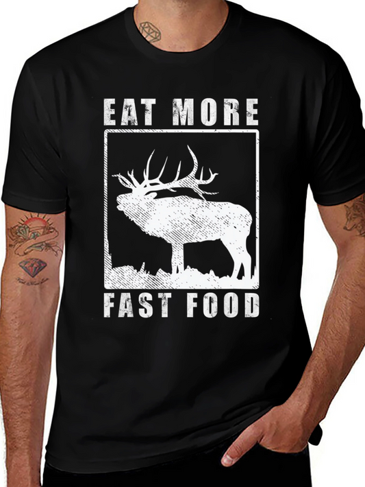 Eat More Fast Food Deer Graphic T-Shirt