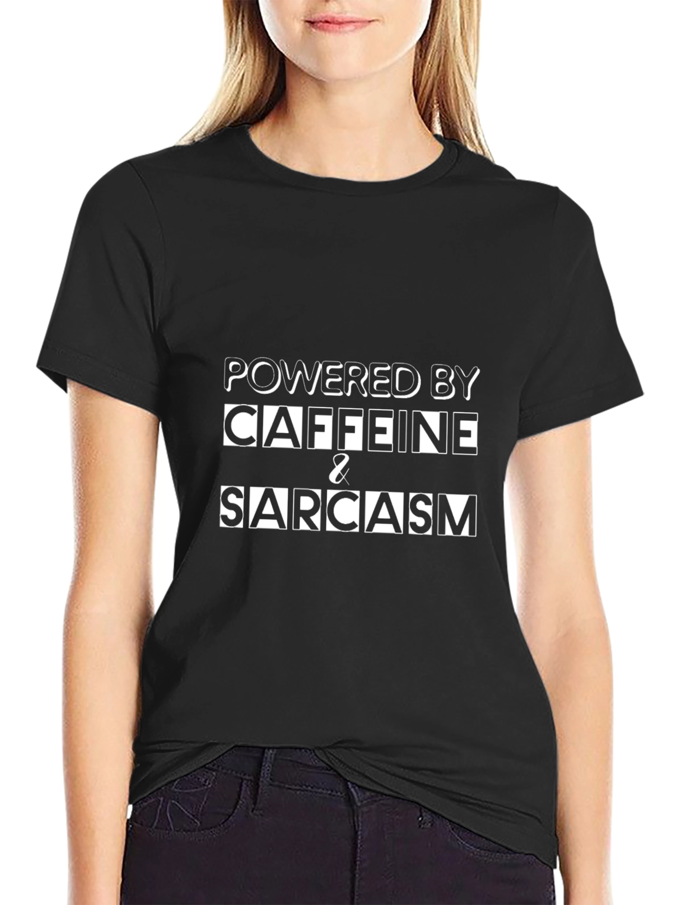 Powered by Caffeine & Sarcasm T-Shirt - Black