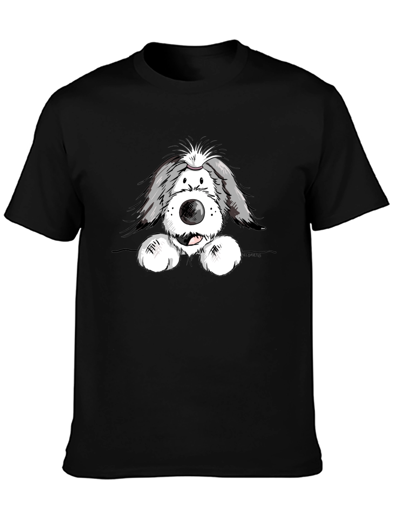 Cartoon Dog Graphic Black T-Shirt