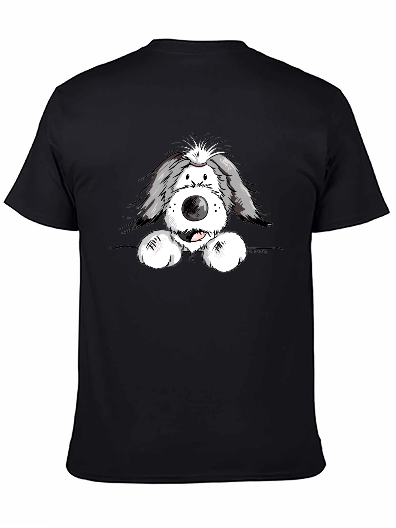 Cartoon Dog Graphic Black T-Shirt