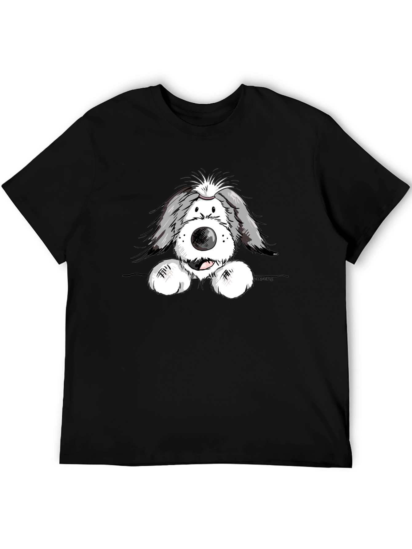 Cartoon Dog Graphic Black T-Shirt