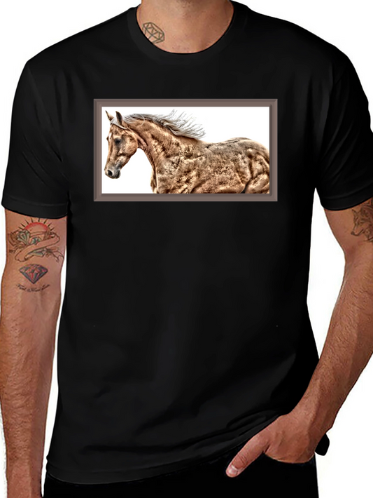Horse Graphic Black T-Shirt - Stylish Animal Print Tee