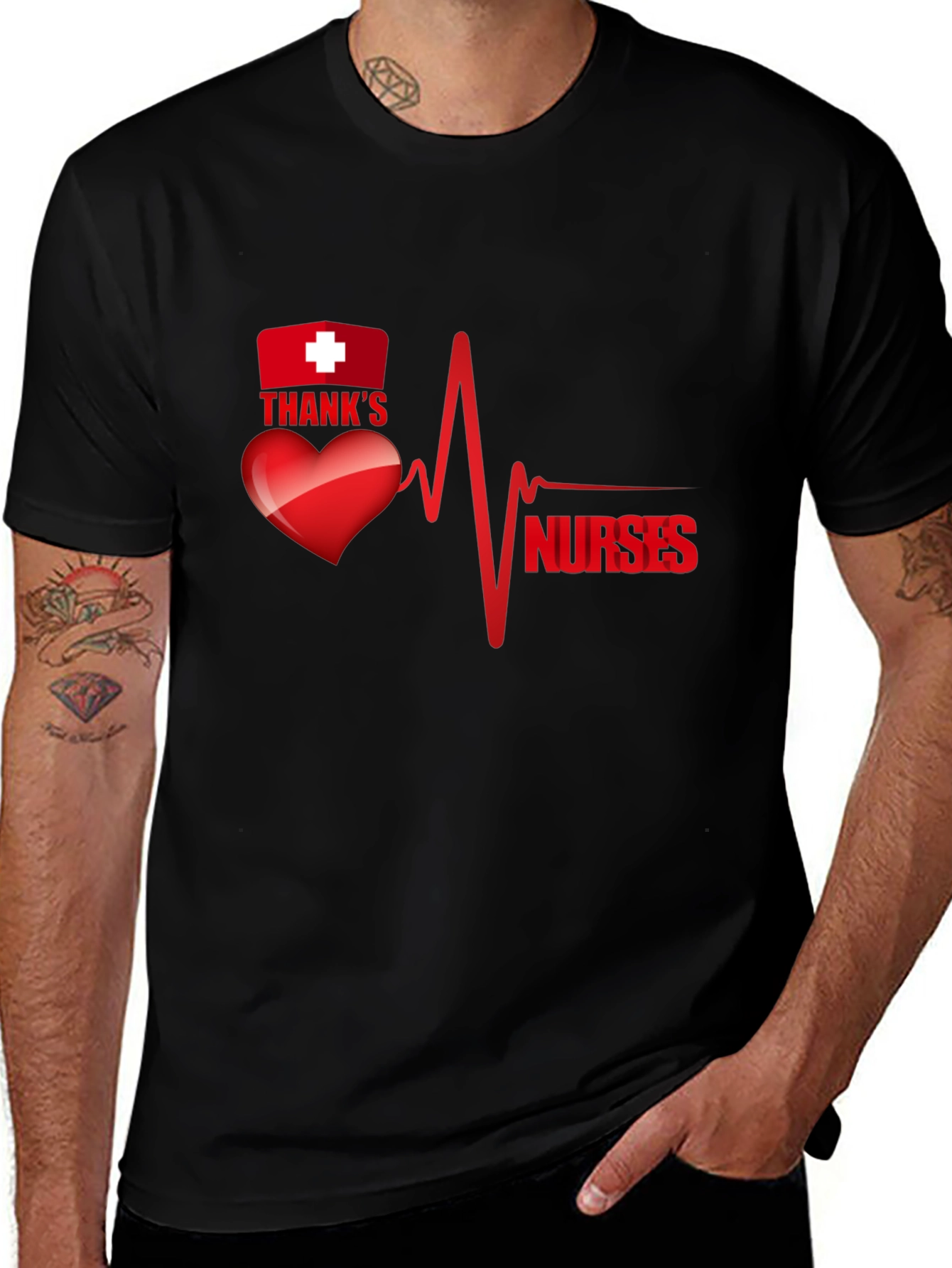 Thank You Nurses Graphic Tee - Heartbeat Design
