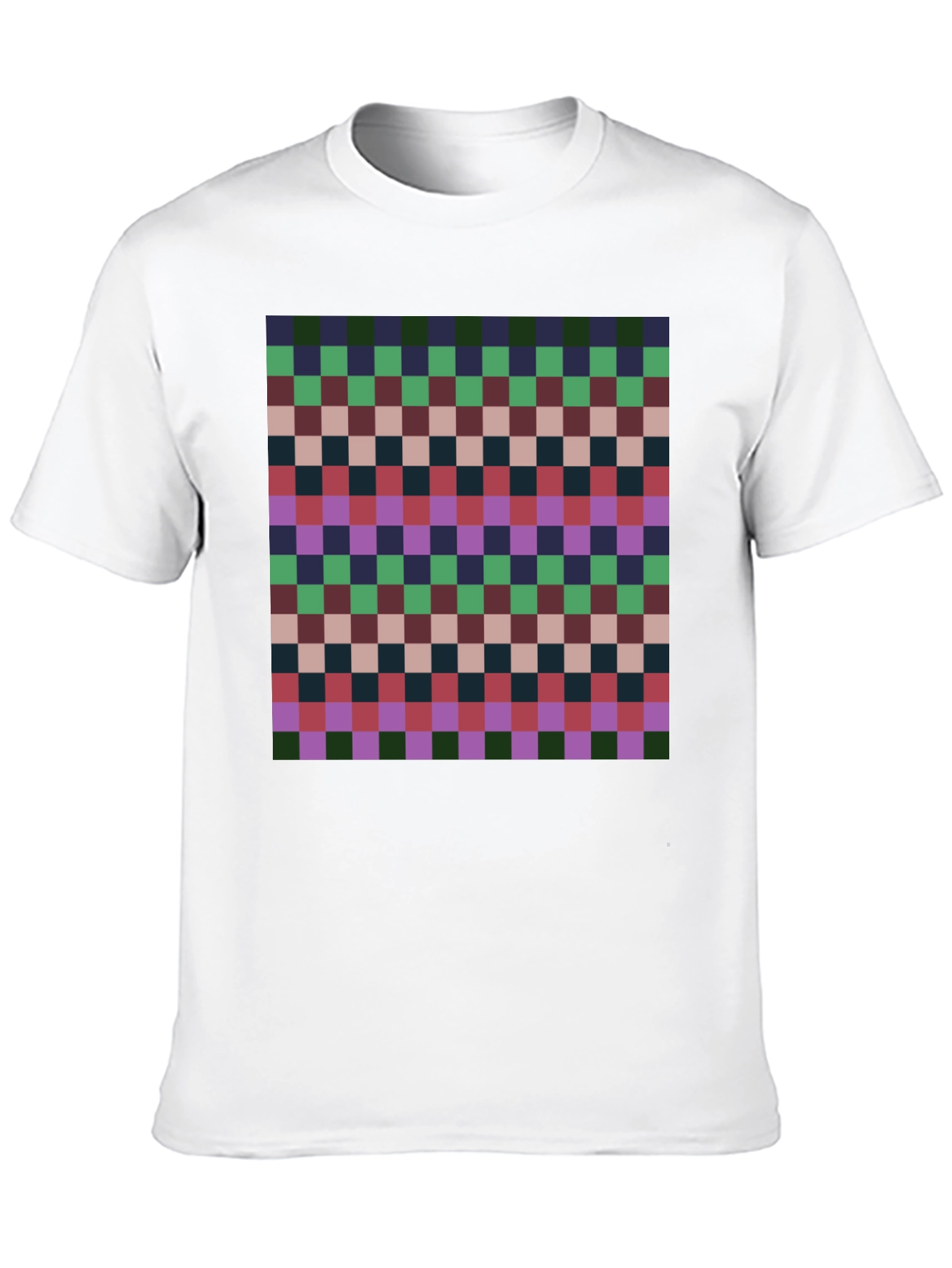 Retro Checkered Pattern Tee - Casual Style