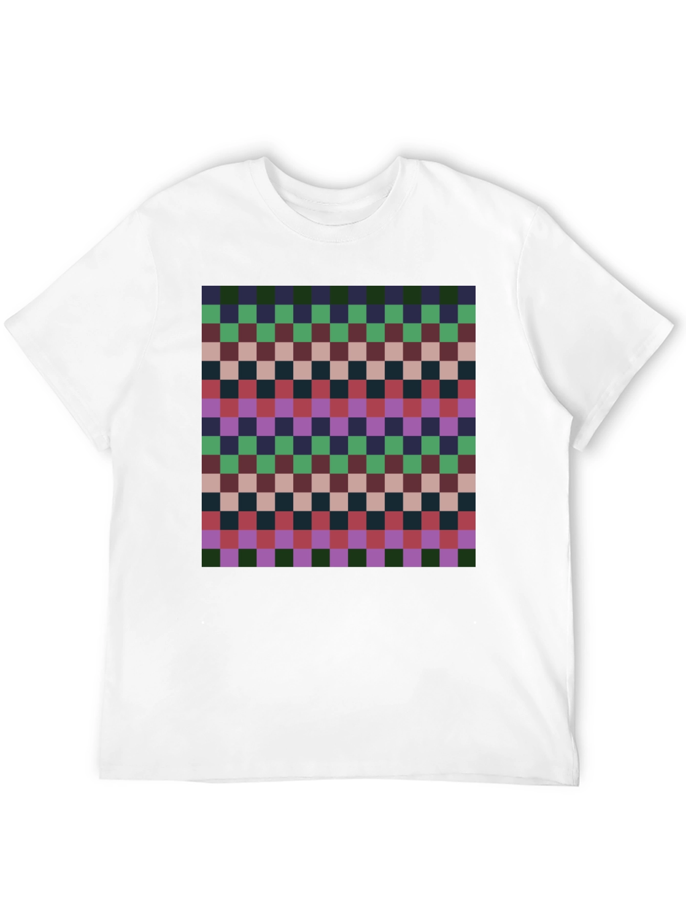 Retro Checkered Pattern Tee - Casual Style