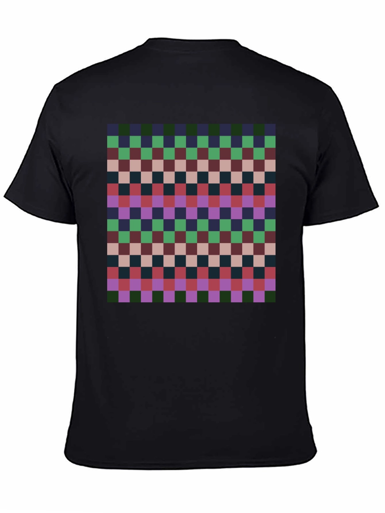 Retro Checkered Pattern Tee - Casual Style