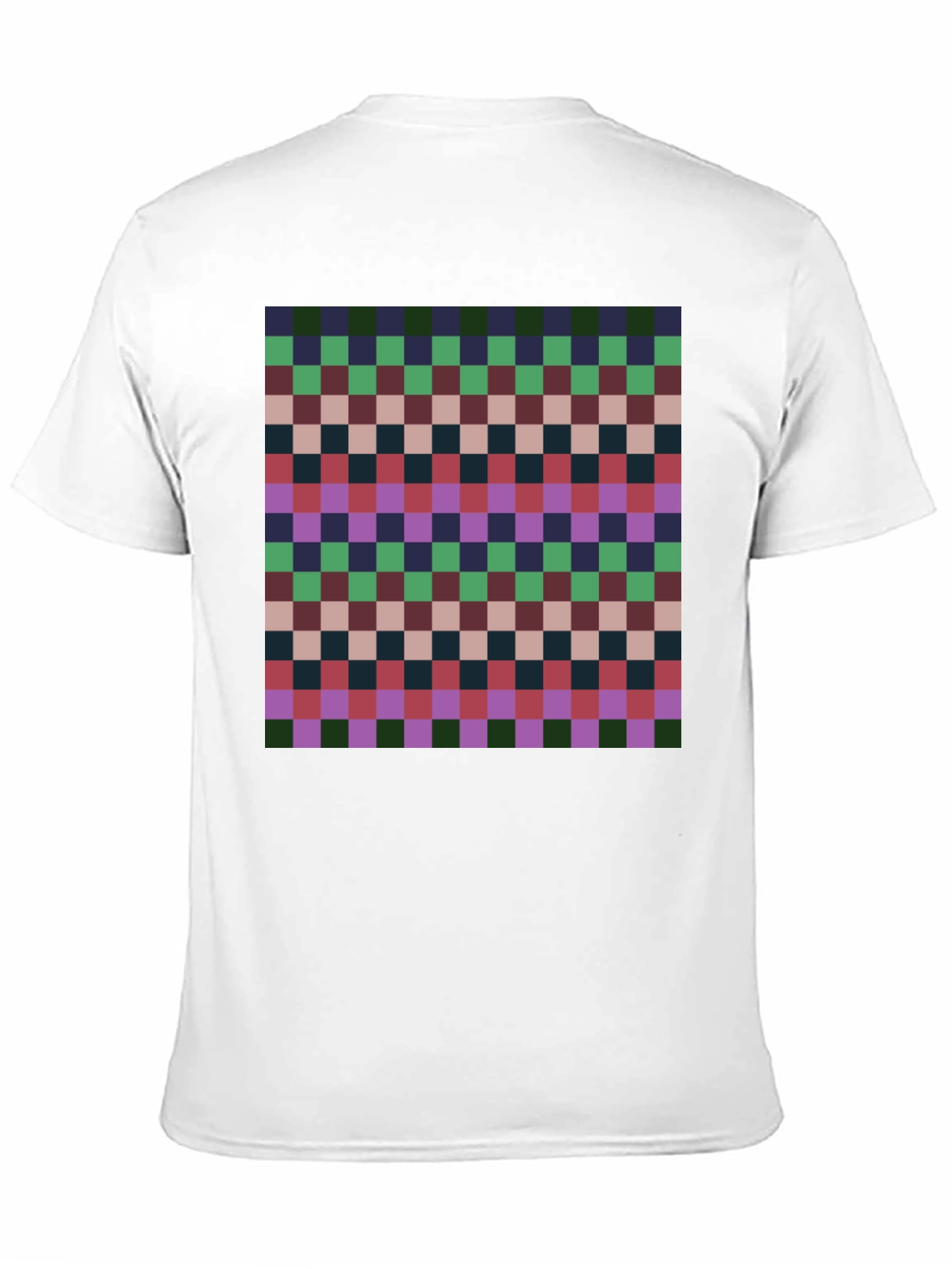 Retro Checkered Pattern Tee - Casual Style