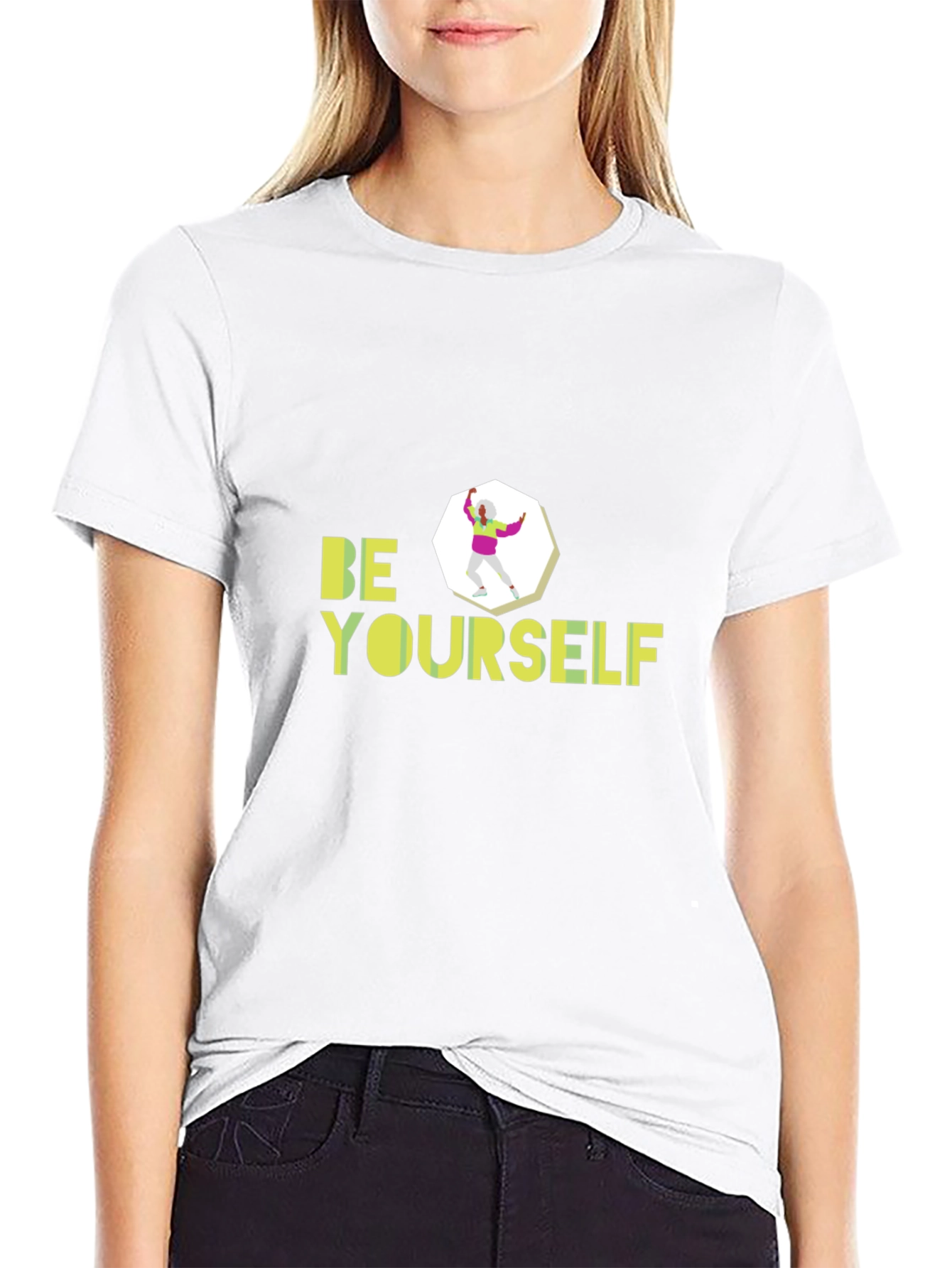 Be Yourself Graphic Tee - Black Cotton Blend Shirt