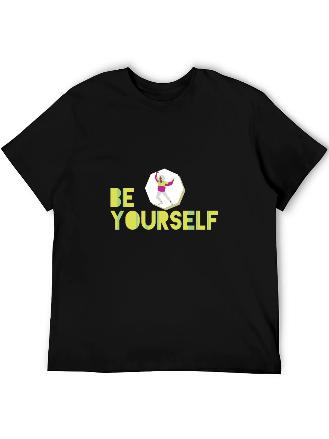 Be Yourself Graphic Tee - Black Cotton Blend Shirt