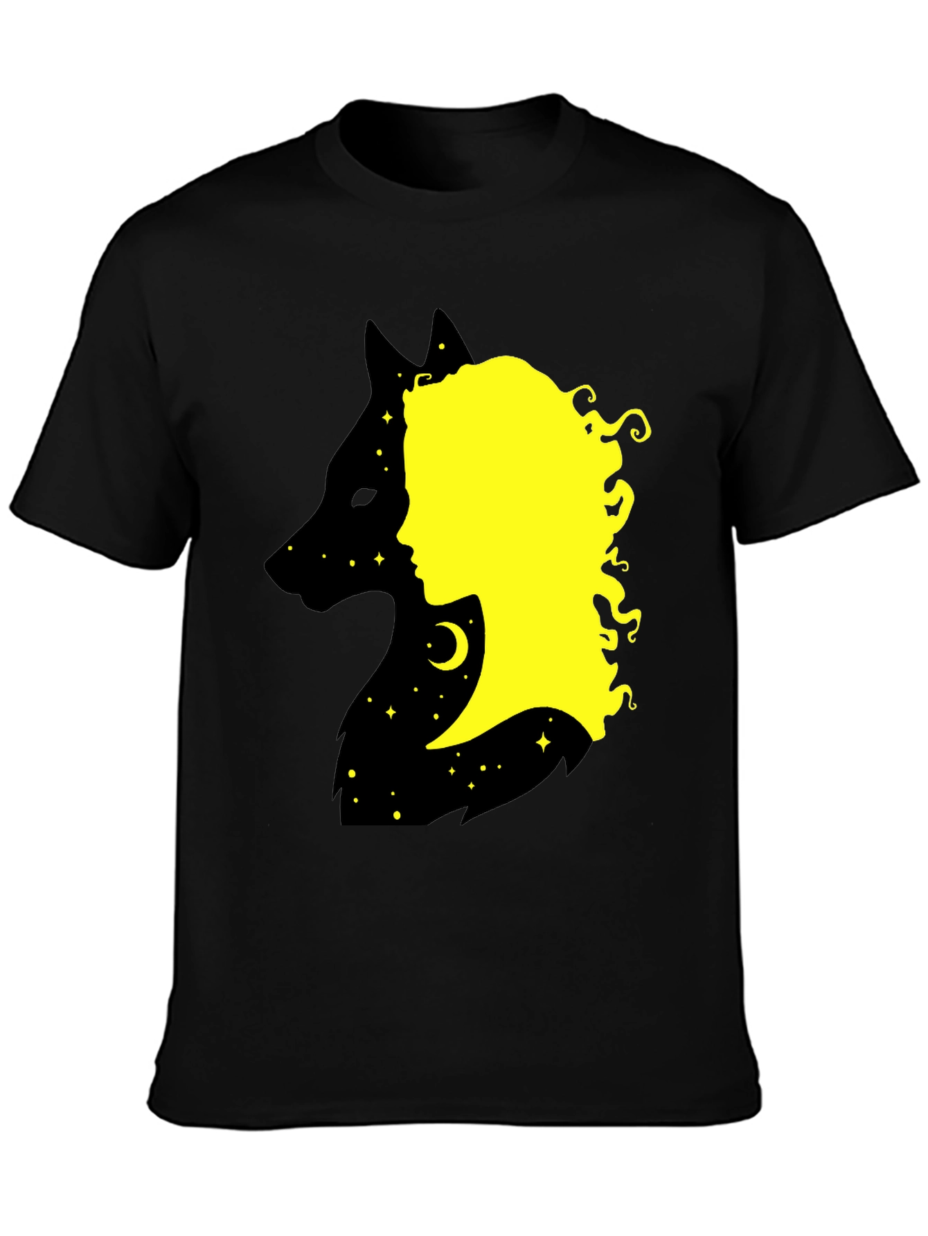 Wolf Girl Graphic T-Shirt - Black