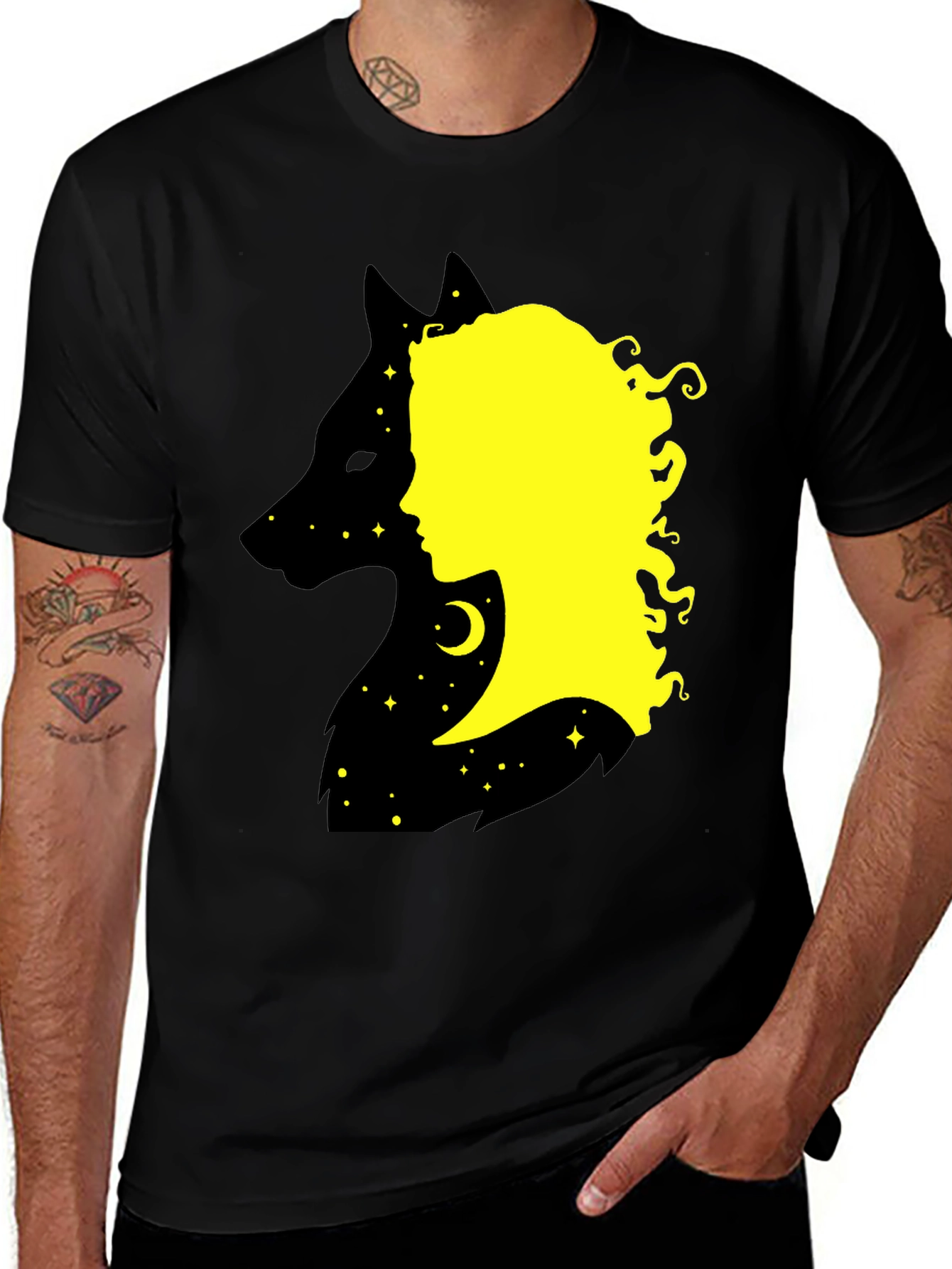 Wolf Girl Graphic T-Shirt - Black