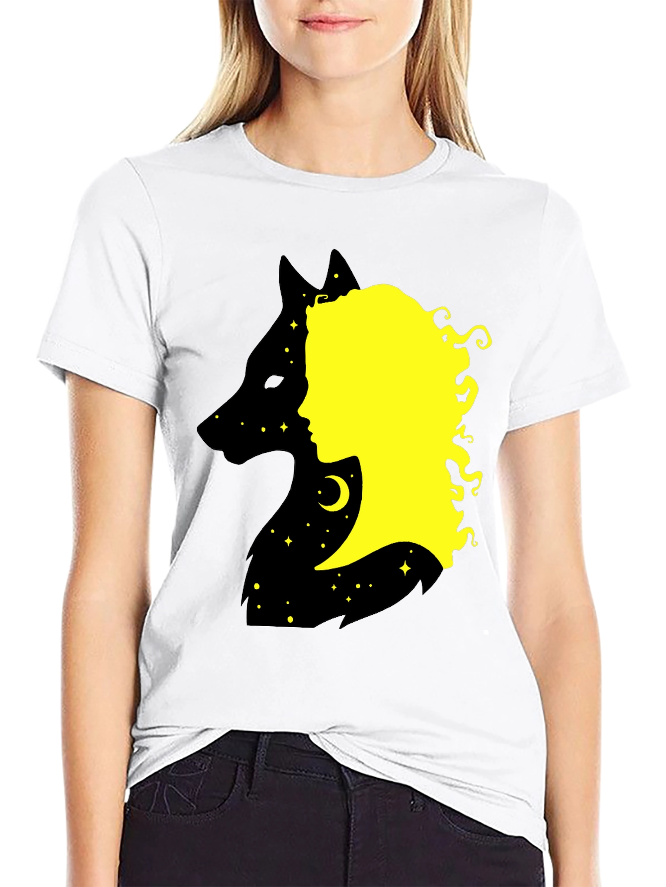 Wolf Girl Graphic T-Shirt - Black
