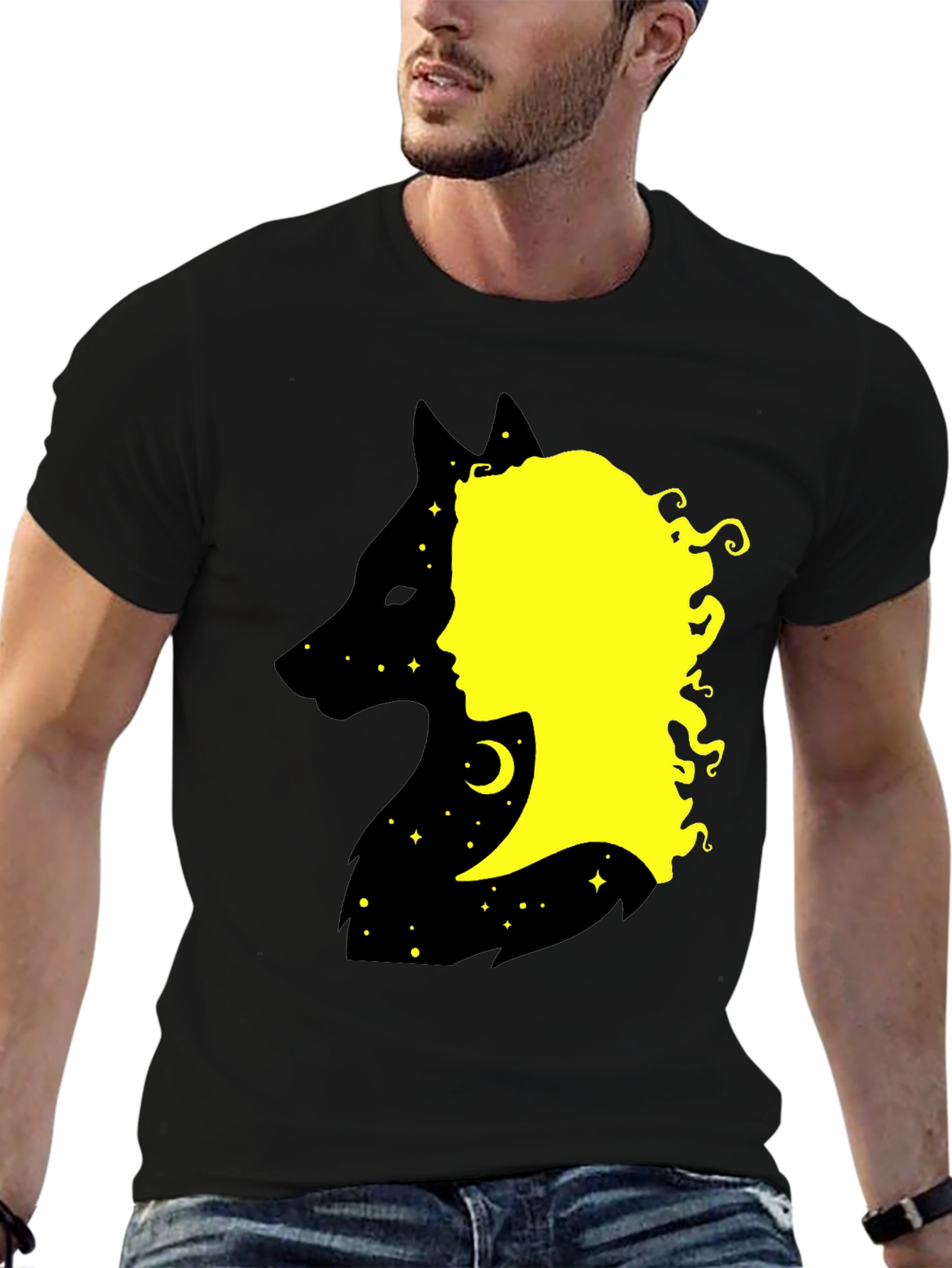 Wolf Girl Graphic T-Shirt - Black