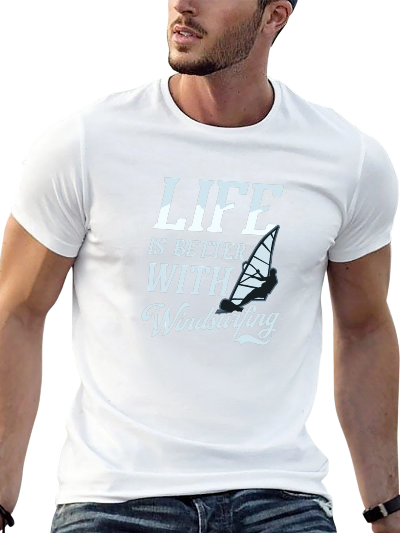 Life is Better with Windsurfing Black T-Shirt