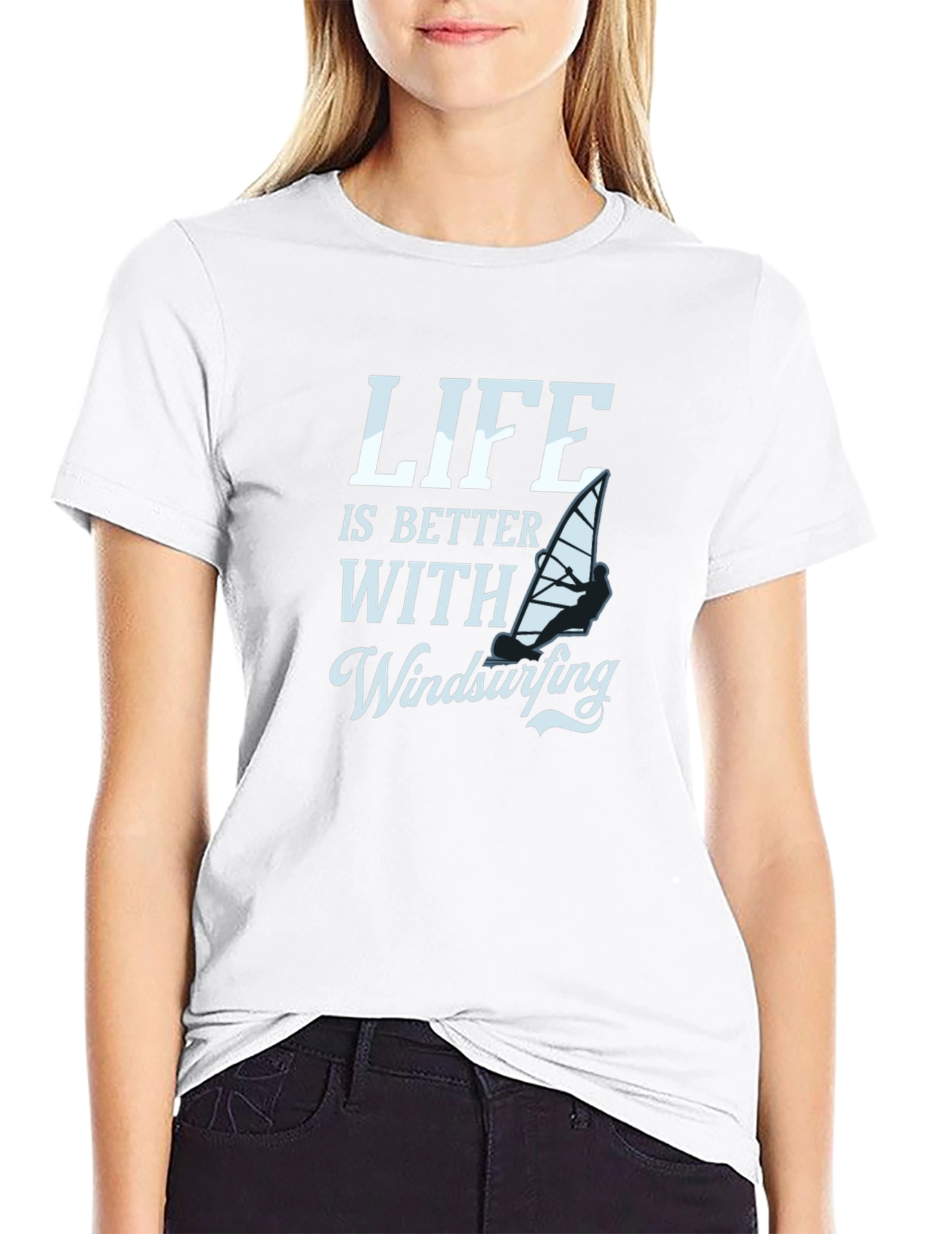 Life is Better with Windsurfing Black T-Shirt