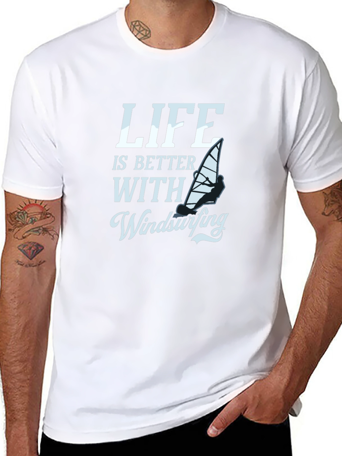 Life is Better with Windsurfing Black T-Shirt