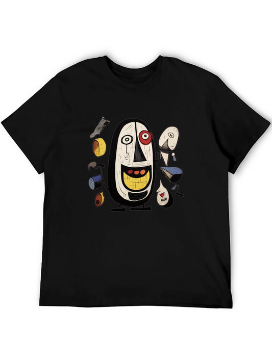 Abstract Art Graphic Tee - Black Cotton T-Shirt