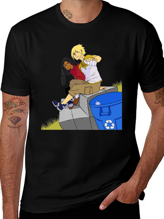 Anime Character Graphic T-Shirt - Black