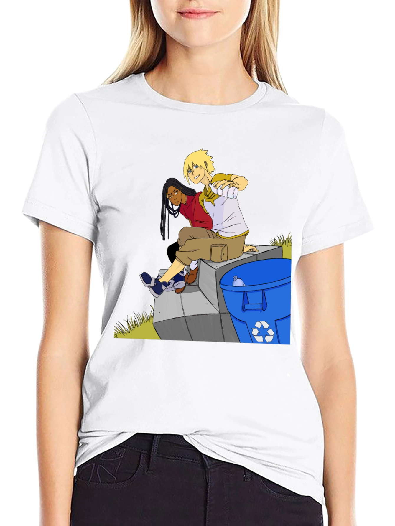 Anime Character Graphic T-Shirt - Black