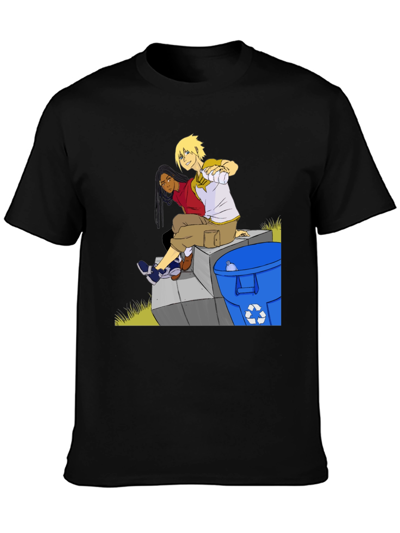 Anime Character Graphic T-Shirt - Black
