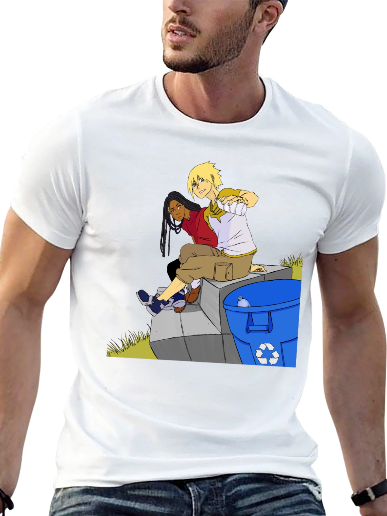 Anime Character Graphic T-Shirt - Black