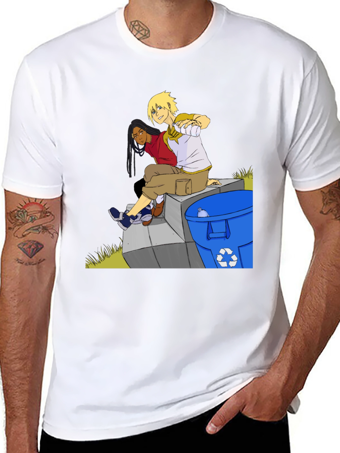 Anime Character Graphic T-Shirt - Black
