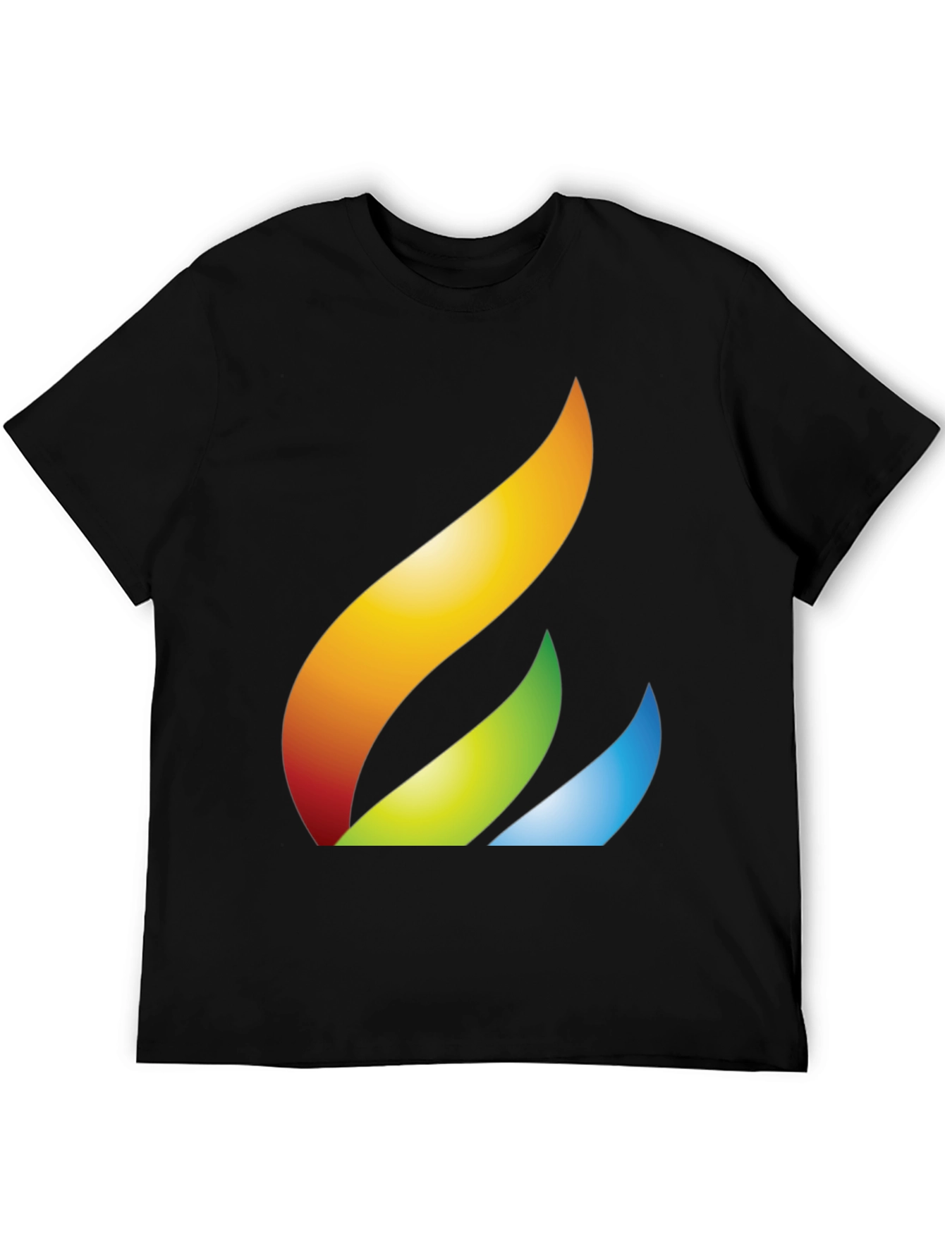Abstract Flame Graphic Tee - Black Cotton Casual T-Shirt